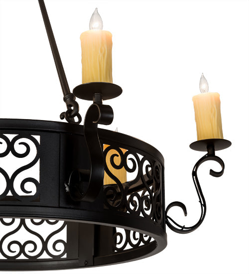 Meyda Lighting Liesel 36" 6-Light Blackwash Chandelier With Ivory Faux Candlelight