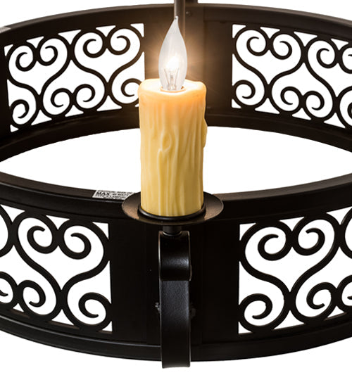 Meyda Lighting Liesel 36" 6-Light Blackwash Chandelier With Ivory Faux Candlelight