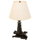 Meyda Lighting Lighthouse 13" 2-Light Black Double Lit Table Lamp With Ivory Textrene Shade