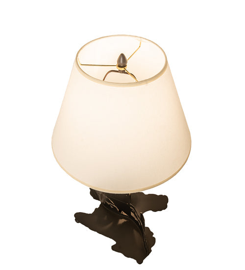 Meyda Lighting Lighthouse 13" 2-Light Black Double Lit Table Lamp With Ivory Textrene Shade