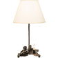 Meyda Lighting Lighthouse 13" 2-Light Black Double Lit Table Lamp With Ivory Textrene Shade