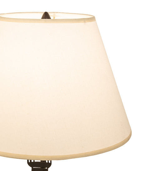 Meyda Lighting Lighthouse 13" 2-Light Black Double Lit Table Lamp With Ivory Textrene Shade