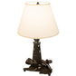 Meyda Lighting Lighthouse 13" 2-Light Black Double Lit Table Lamp With Ivory Textrene Shade