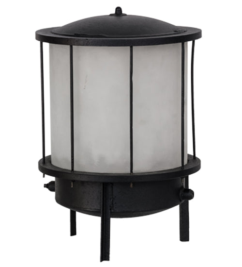 Meyda Lighting Lighthouse 15" 3-Light Textured Black Outdoor Pier Mount Light With White Shade Glass