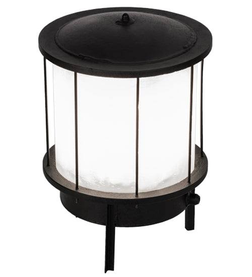 Meyda Lighting Lighthouse 15" 3-Light Textured Black Outdoor Pier Mount Light With White Shade Glass