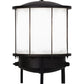 Meyda Lighting Lighthouse 15" 3-Light Textured Black Outdoor Pier Mount Light With White Shade Glass