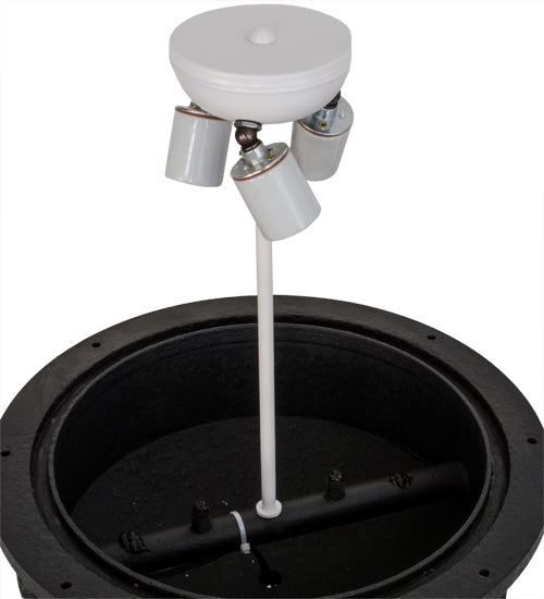Meyda Lighting Lighthouse 15" 3-Light Textured Black Outdoor Pier Mount Light With White Shade Glass