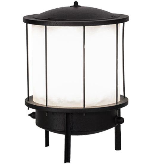 Meyda Lighting Lighthouse 15" 3-Light Textured Black Outdoor Pier Mount Light With White Shade Glass