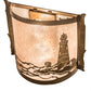 Meyda Lighting Lighthouse 16" 2-Light Antique Copper Wall Sconce With Silver Mica Shade Glass