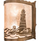 Meyda Lighting Lighthouse 16" 2-Light Antique Copper Wall Sconce With Silver Mica Shade Glass