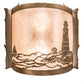 Meyda Lighting Lighthouse 16" 2-Light Antique Copper Wall Sconce With Silver Mica Shade Glass