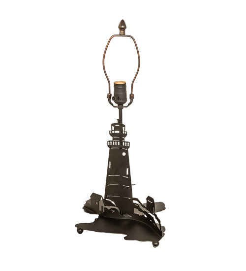 Meyda Lighting Lighthouse 23" 2-Light Bronze Table Lamp With Multi-Colored Shade Glass and Lighted Base