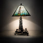 Meyda Lighting Lighthouse 23" 2-Light Bronze Table Lamp With Multi-Colored Shade Glass and Lighted Base