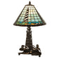 Meyda Lighting Lighthouse 23" 2-Light Bronze Table Lamp With Multi-Colored Shade Glass and Lighted Base