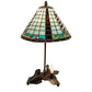 Meyda Lighting Lighthouse 23" 2-Light Bronze Table Lamp With Multi-Colored Shade Glass and Lighted Base