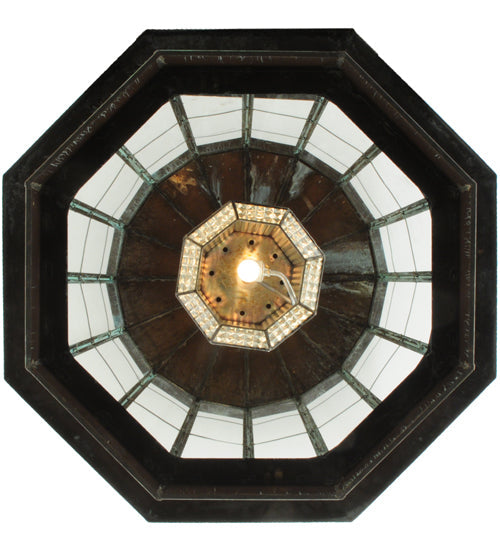 Meyda Lighting Lighthouse 29" 2-Light Verdi Lantern Pendant Light With Prismatic Clear Shade Glass