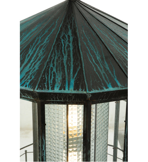 Meyda Lighting Lighthouse 29" 2-Light Verdi Lantern Pendant Light With Prismatic Clear Shade Glass