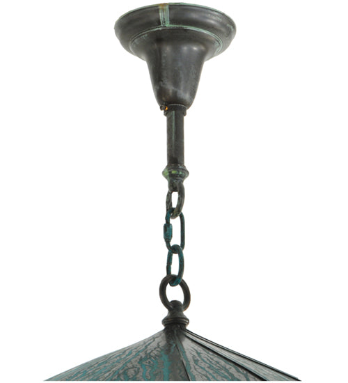 Meyda Lighting Lighthouse 29" 2-Light Verdi Lantern Pendant Light With Prismatic Clear Shade Glass
