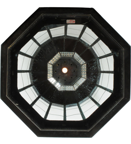 Meyda Lighting Lighthouse 29" Verdigris Lantern Pendant Light With Clear Prismatic Shade Glass