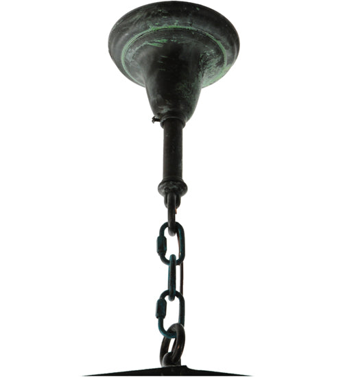 Meyda Lighting Lighthouse 29" Verdigris Lantern Pendant Light With Clear Prismatic Shade Glass