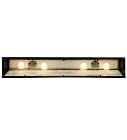 Meyda Lighting Lighthouse 31" 4-Light Textured Black Sailboat Vanity Light With White Art Shade Glass