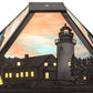 Meyda Lighting Lighthouse Bay 18" Craftsman Brown On Brass Frame With Multi-Colored Shade Glass