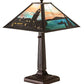 Meyda Lighting Lighthouse Bay 21" Craftsman Brown On Brass Table Lamp With Multi-Colored Shade Glass