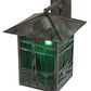Meyda Lighting Lighthouse & Trawler 17" Verdigris Straight Arm Wall Sconce With Emerald Green Shade Glass