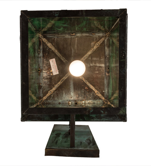 Meyda Lighting Lighthouse & Trawler 17" Verdigris Straight Arm Wall Sconce With Emerald Green Shade Glass