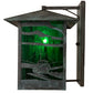 Meyda Lighting Lighthouse & Trawler 17" Verdigris Straight Arm Wall Sconce With Emerald Green Shade Glass