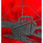 Meyda Lighting Lighthouse & Trawler 17" Verdigris Straight Arm Wall Sconce With Red Art Shade Glass