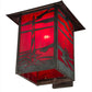 Meyda Lighting Lighthouse & Trawler 17" Verdigris Straight Arm Wall Sconce With Red Art Shade Glass
