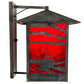Meyda Lighting Lighthouse & Trawler 17" Verdigris Straight Arm Wall Sconce With Red Art Shade Glass