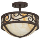 Meyda Lighting Lilliana 12" 3-Light Cafe Noir Semi-flush Mount Light With Beige Travertine Idalight Shade Glass