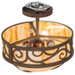 Meyda Lighting Lilliana 12" 3-Light Cafe Noir Semi-flush Mount Light With Beige Travertine Idalight Shade Glass