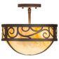 Meyda Lighting Lilliana 12" 3-Light Cafe Noir Semi-flush Mount Light With Beige Travertine Idalight Shade Glass
