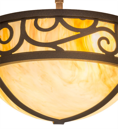 Meyda Lighting Lilliana 12" 3-Light Cafe Noir Semi-flush Mount Light With Beige Travertine Idalight Shade Glass