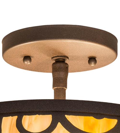 Meyda Lighting Lilliana 12" 3-Light Cafe Noir Semi-flush Mount Light With Beige Travertine Idalight Shade Glass