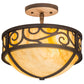 Meyda Lighting Lilliana 12" 3-Light Cafe Noir Semi-flush Mount Light With Beige Travertine Idalight Shade Glass