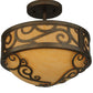 Meyda Lighting Lilliana 12" 3-Light Gilded Tobacco Semi-flush Mount Ceiling Light With Amber Quartz Idalight Shade