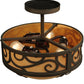 Meyda Lighting Lilliana 12" 3-Light Gilded Tobacco Semi-flush Mount Ceiling Light With Amber Quartz Idalight Shade