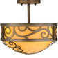 Meyda Lighting Lilliana 12" 3-Light Gilded Tobacco Semi-flush Mount Ceiling Light With Amber Quartz Idalight Shade