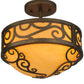Meyda Lighting Lilliana 12" 3-Light Gilded Tobacco Semi-flush Mount Ceiling Light With Amber Quartz Idalight Shade