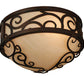 Meyda Lighting Lilliana 12" 3-Light Rustic Iron Flush Mount Light With Sahara Taupe Idalight Shade