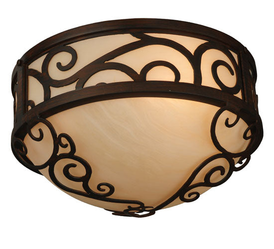 Meyda Lighting Lilliana 12" 3-Light Rustic Iron Flush Mount Light With Sahara Taupe Idalight Shade