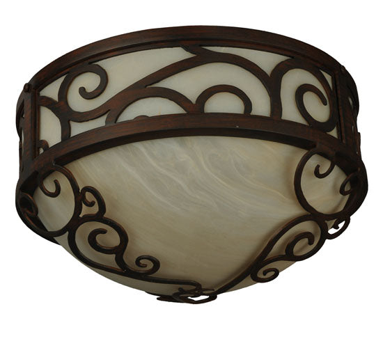 Meyda Lighting Lilliana 12" 3-Light Rustic Iron Flush Mount Light With Sahara Taupe Idalight Shade