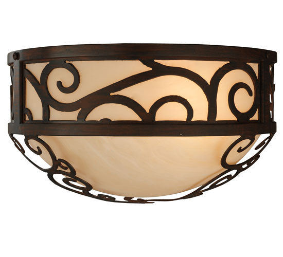 Meyda Lighting Lilliana 12" 3-Light Rustic Iron Flush Mount Light With Sahara Taupe Idalight Shade