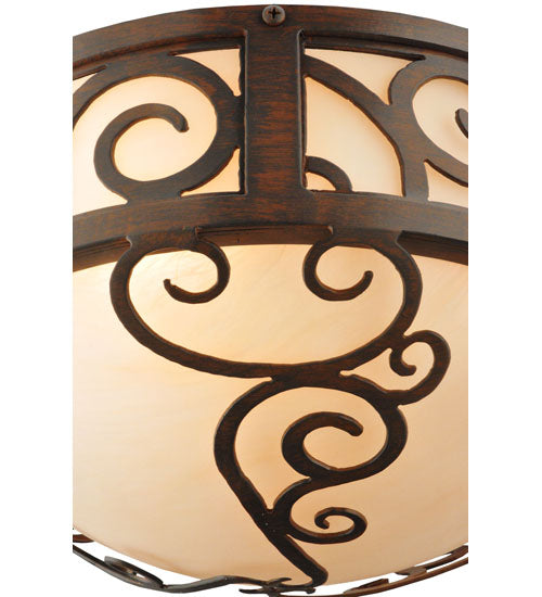 Meyda Lighting Lilliana 12" 3-Light Rustic Iron Flush Mount Light With Sahara Taupe Idalight Shade