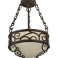 Meyda Lighting Lilliana 12" 3-Light Rustic Iron Inverted Pendant Light With Sahara Taupe Idalight Shade