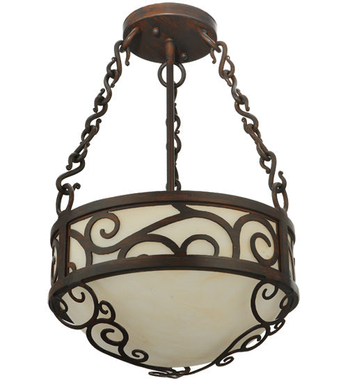 Meyda Lighting Lilliana 12" 3-Light Rustic Iron Inverted Pendant Light With Sahara Taupe Idalight Shade